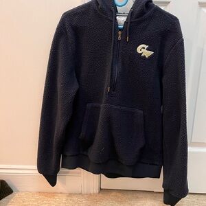 Mens Navy GWU Sherpa Half-Zip Hoodie - size M